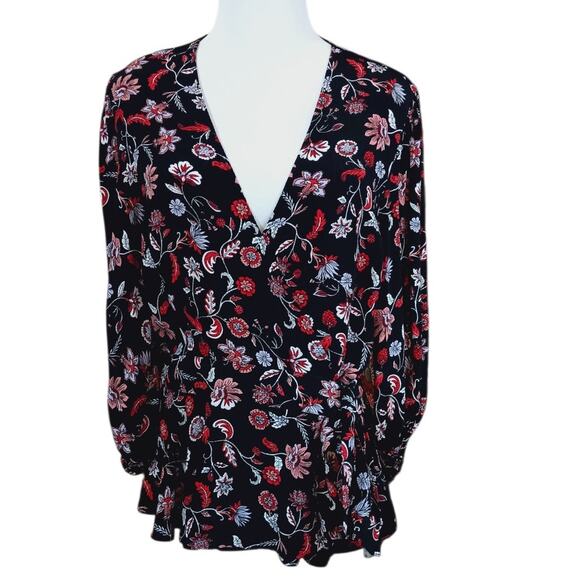 BANANA REPUBLIC Floral Faux Wrap Blouse Top Medium Romantic Career‎ Event Blooms - Picture 11 of 11